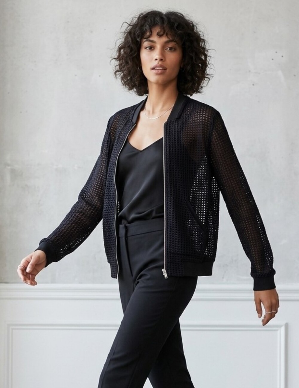 Zara Mesh Bomber Jacket - Black